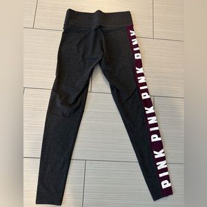 gray and maroon PINK brand yoga leggings- size small